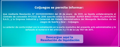 Super Bingo F&eacute;nix Liquidado